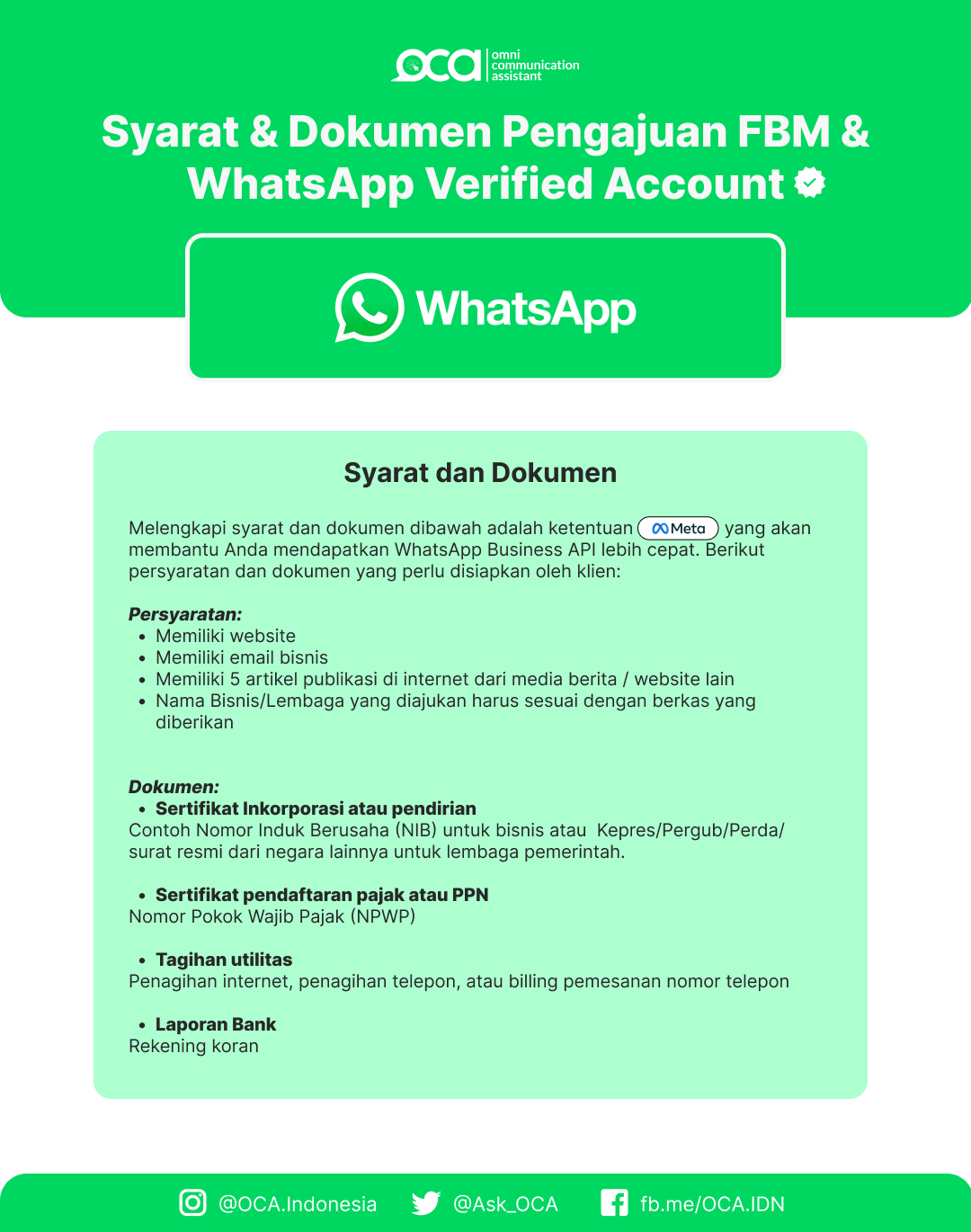 Verifikasi Whatsapp centang hijau wa bisnis